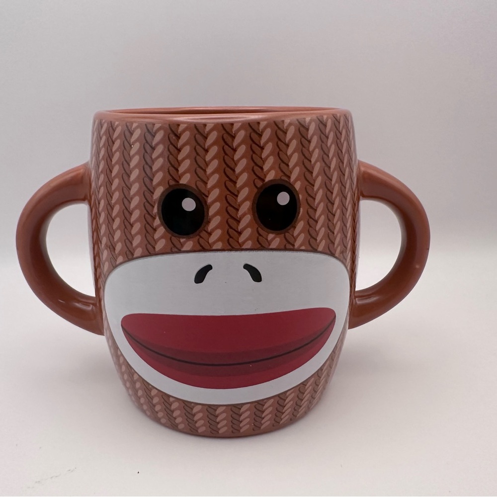 Sock Monkey Face Mug | Cute Knit-Style Design | Ceramic Coffee Cup